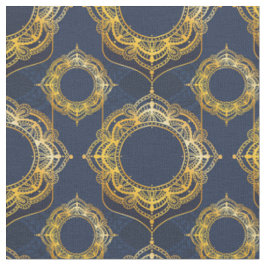 Tecido Marinho Azul e/ou Violeta com Mandalas Douradas