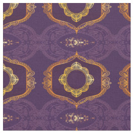 Tecido Marinho Azul e/ou Violeta com Mandalas Douradas