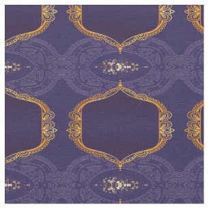 Tecido Marinho Azul e/ou Violeta com Mandalas Douradas