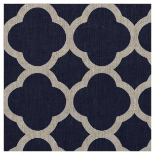 Tecido Marinho Azul Moderno Quatrefoil Grande Escala