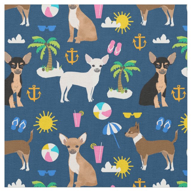 Tecido marinho Chihuahua no verão (Detalhe)