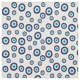 Tecido Marinho de olhos mau Azul e Círculos Aqua Branco