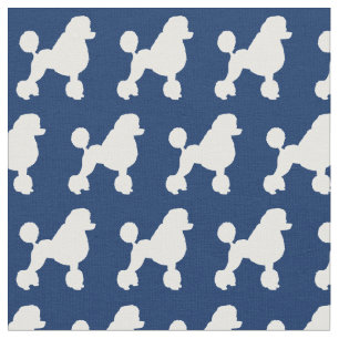 Tecido Marinho de Poodle Dog Silhouette Azul