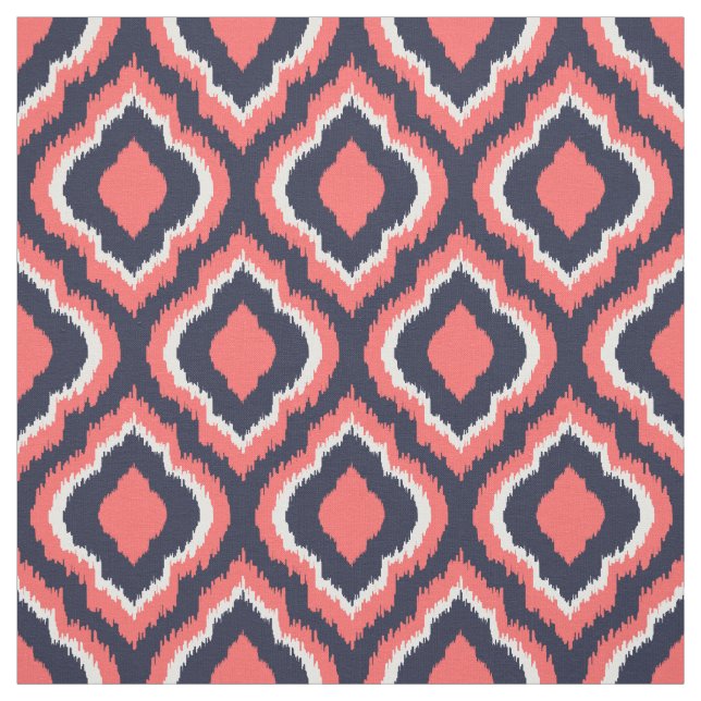 Tecido Marinho e Coral Ikat marroquino (Modelo)