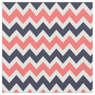 Tecido Marinho e Coral Modern Chevron