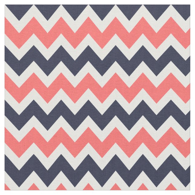 Tecido Marinho e Coral Modern Chevron (Detalhe)