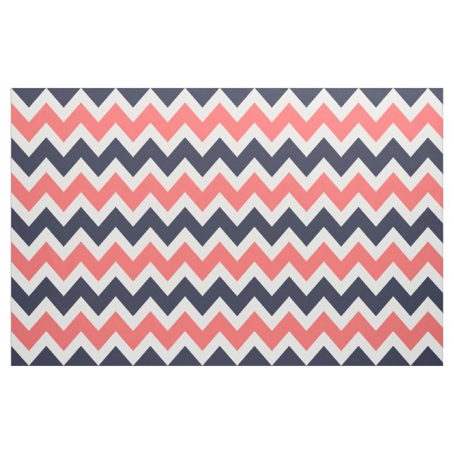 Tecido Marinho e Coral Modern Chevron Grande Escala (Jarda)