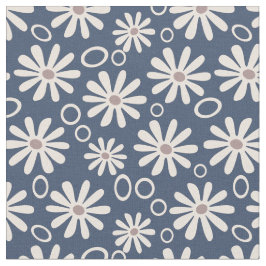 Tecido Marinho Funky Daisies and Bubbles e branco