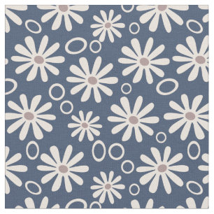 Tecido Marinho Funky Daisies and Bubbles e branco
