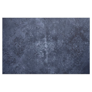 Tecido Marinho Velvity Damask Azul Escuro Barroco