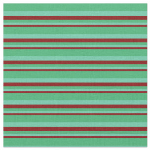 Tecido Maroon, Aquamarine e Linhas Verde Marinhas