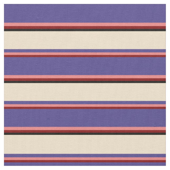 Tecido Maroon, Coral Claro, Azul Escuro, Tan & Preto (Detalhe)