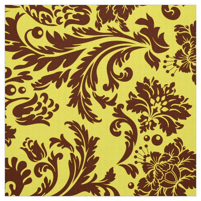 Tecido Marrom elegante e amarração floral amarela (Modelo)