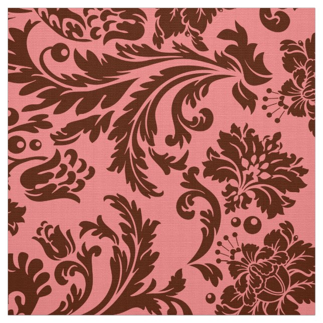 Tecido Marrom elegante e amêijoas florais cor-de-rosa (Modelo)