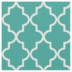 Tecido Marroquino verde Quatrefoil da cerceta