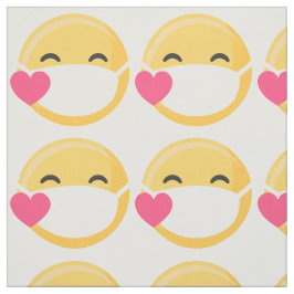 Tecido Máscara de Coração Amarelo Cor-de-Rosa, sorrindo e