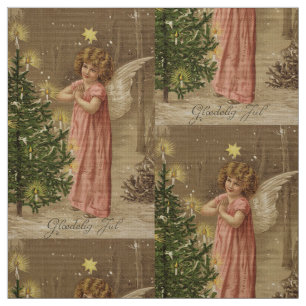 Tecido Matéria têxtil colorida do anjo do Natal do rosa
