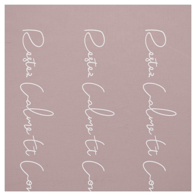 Tecido Mauve White Script French Mantém-Se Calmo e Contin (Modelo)
