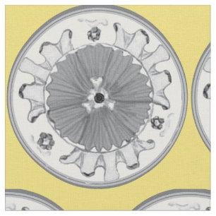 Tecido Medalha Floral Floral Iluminante e Cinza