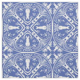 Tecido Medalhão de Coelho Azul Médio