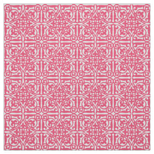 Tecido Medieval Damask Fleur-de-lis, rosa coral e branco