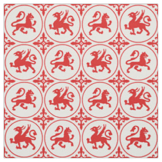 Tecido Medieval dos Leões e Griffins