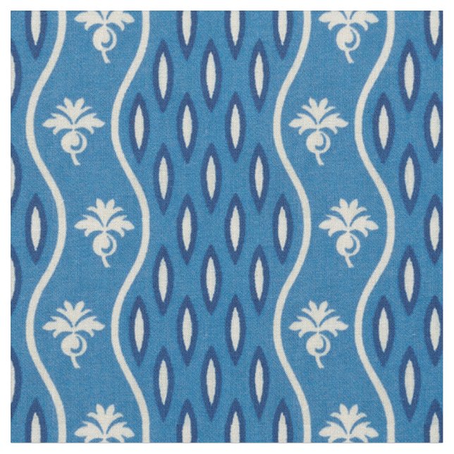 Tecido Médio - 1800s com Faixa Acesa, Azul (Detalhe)