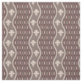 Tecido Médio-1800s Faixa ondulada, Cinzas e Borgonha