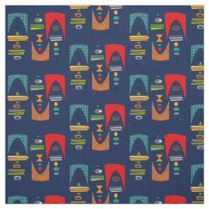 Tecido Médio Marinho de Tiki Moderno Azul