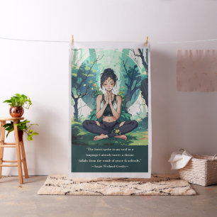 Tecido Meditação de Yoga em Floresta Natural Citações Mes