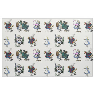 Tecido MEIO DE FEIXE DO JORNAL DE Alice Wonderland White