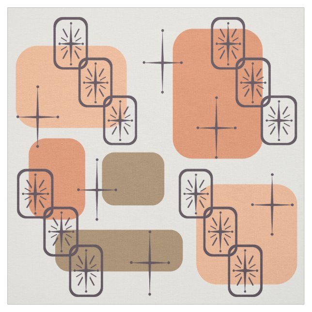 Tecido Meio século Castanho Laranja Moderno (Modelo)