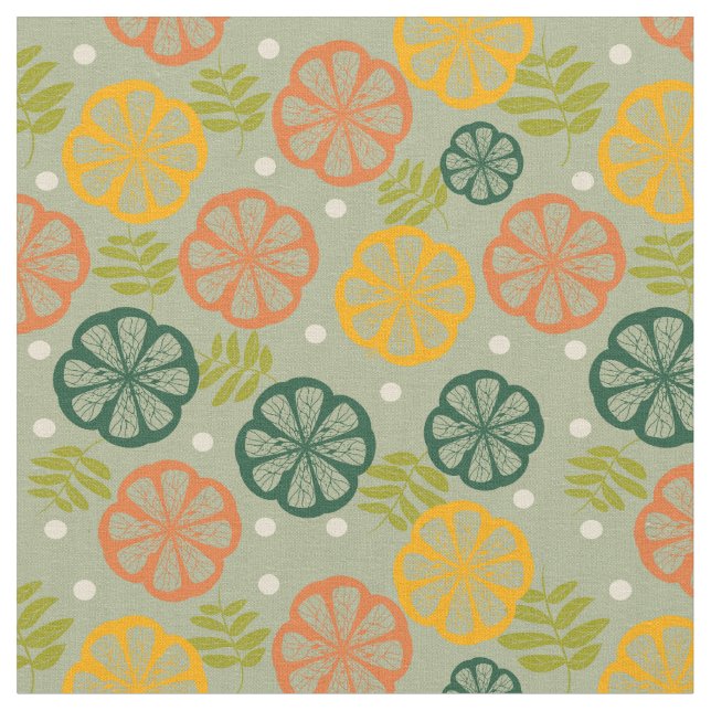 Tecido Meio século Moderno Citrus Slices Verde  (Detalhe)