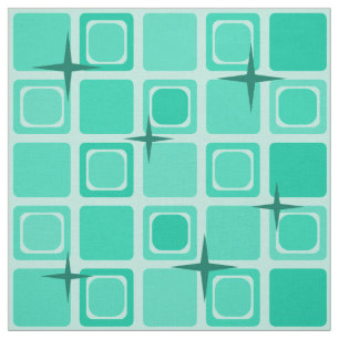 Tecido Meio século - Quadrados Modernos - Stars Teal