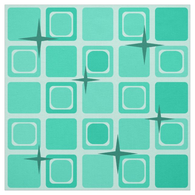 Tecido Meio século - Quadrados Modernos - Stars Teal (Modelo)