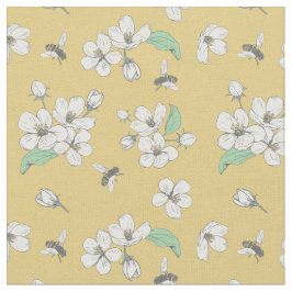 Tecido Mel Bee Floral Dourado