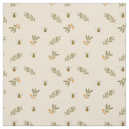 Tecido Mel Bee Greenery Pastel Almond