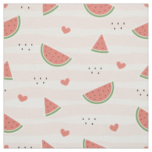 Tecido Melancias vermelhas, Corações, Stripes, Padrão de 