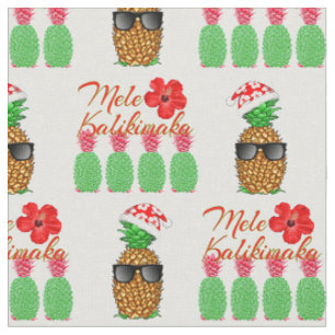 Tecido Mele Kalikimaka Hawaiian Pineapple Feliz Natal