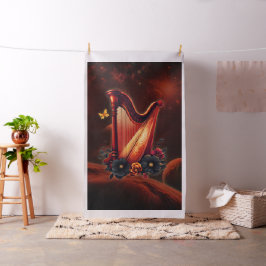 Tecido Melodia cósmica, a magia da harpa.