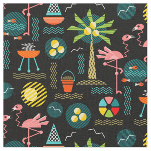 Tecido Memphis Tropical de preto