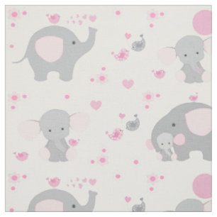 Tecido Menina de Elefante Rosa
