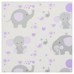 Tecido Menina de Elefante Roxo