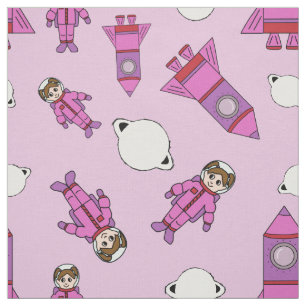 Tecido Menina do astronauta no rosa e no roxo do espaço