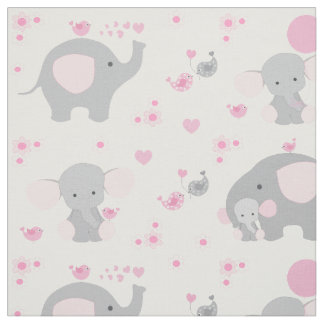 Tecido Menina Elefante Rosa