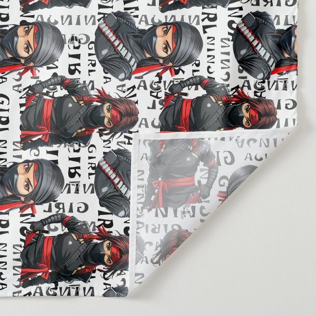Tecido Meninas Ninja Anime Com Design De Padrão De Texto (Criador carregado)