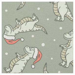 Tecido Menino do Natal dos Dinossauros Papai Noel Dino T-