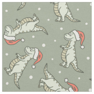 Tecido Meninos Dinossauro Natal T-Rex Dino Verde Sage