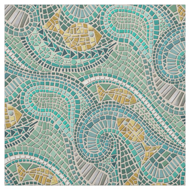 Tecido menta de peixe mosaico (Modelo)