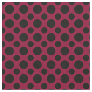 Tecido Merlot chique/bolinhas pretas de Borgonha